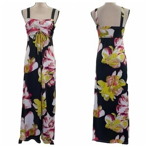 JONATHAN Martin Black Floral Maxi Sheath Dress 8